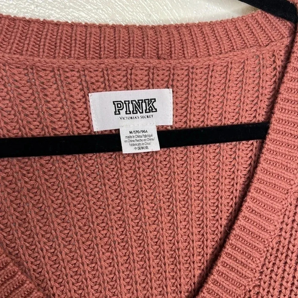PINK By VS V Neck Chunky Knit Sweater Mauve Size M - Picture 5 of 7